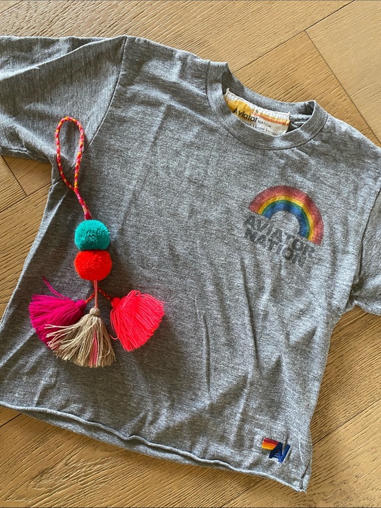 Aviator Nation Tops - Aviator Nation Gray Tee with Rainbow Graphic